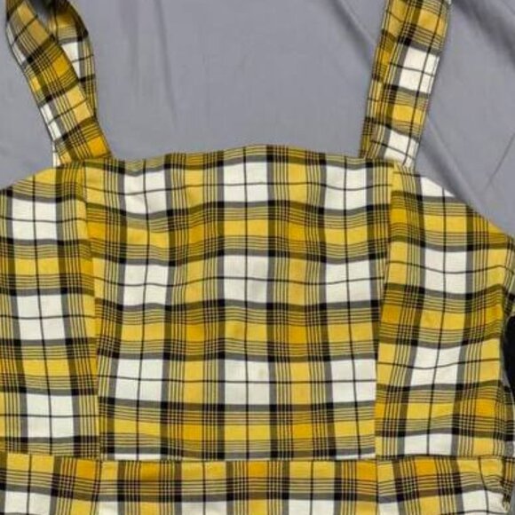 Yellow Plaid Mini Dress - Picture 2 of 3